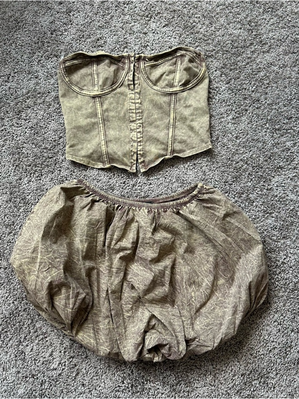 Dolls Kill Olive Green Bubble Mini Skirt - Picture 1 of 6
